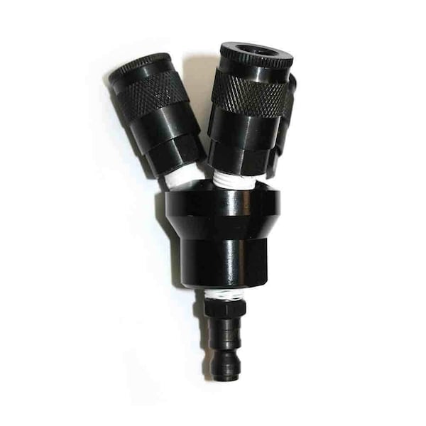 Interstate Pneumatics Aluminum Round Manifold with Three 1/4 Inch Steel Automotive Couplers & One 1/4 Inch Steel Plug Kit FPM44-KA4 - main
